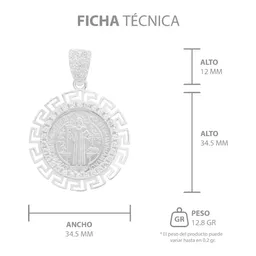 Dije Medalla San Benito Plata 925 Grecas Zirconias 3.4 Cm - Imagen 6