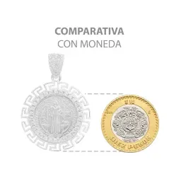 Dije Medalla San Benito Plata 925 Grecas Zirconias 3.4 Cm - Imagen 7