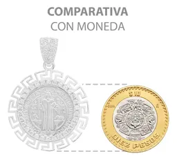 Dije Medalla San Benito Plata 925 Grecas Zirconias 3.4 Cm - Imagen 7