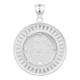 Dije Medalla San Benito Plata 925 Zirconias Baguette Joyería Fina - Imagen 2