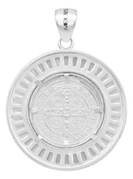Dije Medalla San Benito Plata 925 Zirconias Baguette Joyería Fina - Imagen 2