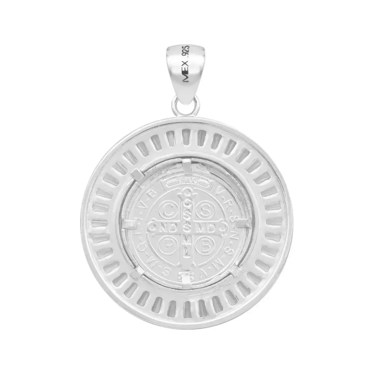 Dije Medalla San Benito Plata 925 Zirconias Baguette Joyería Fina - Imagen 2