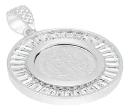 Dije Medalla San Benito Plata 925 Zirconias Baguette Joyería Fina - Imagen 3