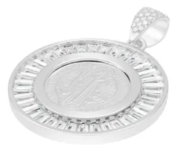 Dije Medalla San Benito Plata 925 Zirconias Baguette Joyería Fina - Imagen 4