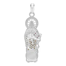 Dije Medalla San Benito Plata Ley .925 con Zirconia Café - Imagen 2