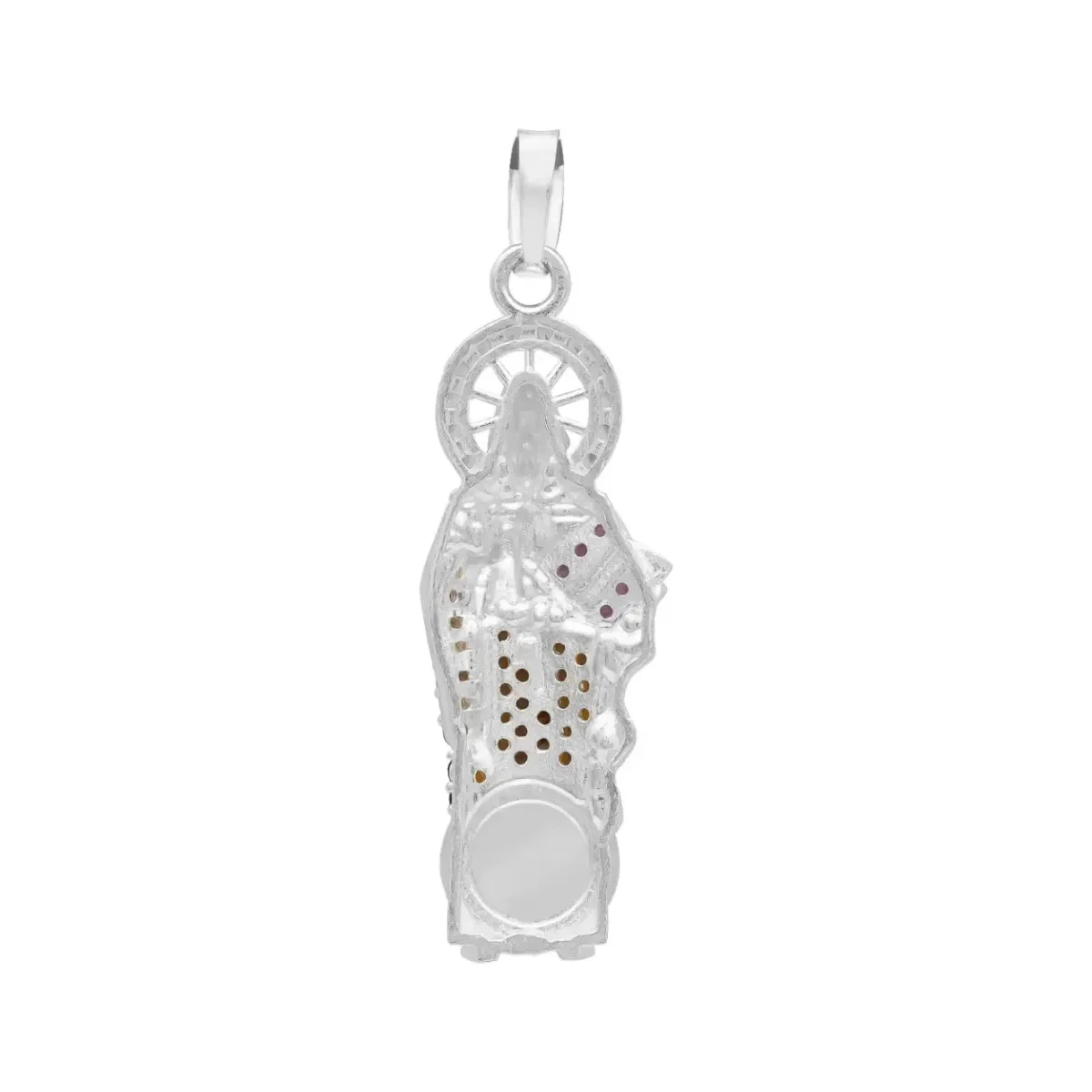 Dije Medalla San Benito Plata Ley .925 con Zirconia Café - Imagen 2