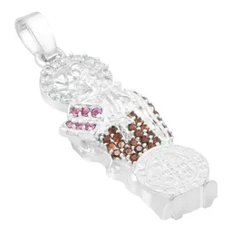 Dije Medalla San Benito Plata Ley .925 con Zirconia Café - Imagen 3