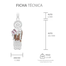 Dije Medalla San Benito Plata Ley .925 con Zirconia Café - Imagen 7