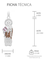 Dije Medalla San Benito Plata Ley .925 con Zirconia Café - Imagen 7