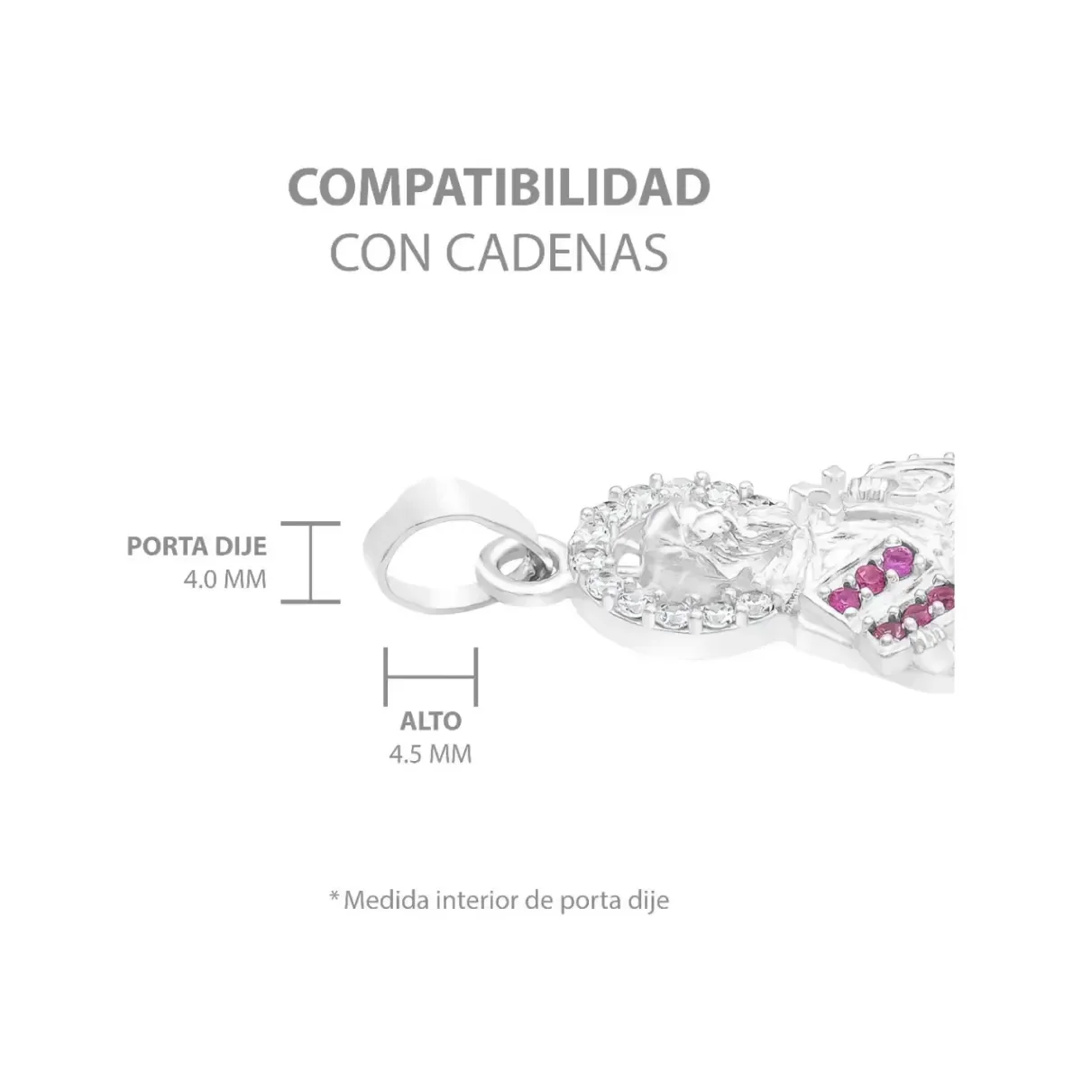 Dije Medalla San Benito Plata Ley .925 con Zirconia Café - Imagen 8