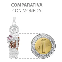Dije Medalla San Benito Plata Ley .925 con Zirconia Café - Imagen 9