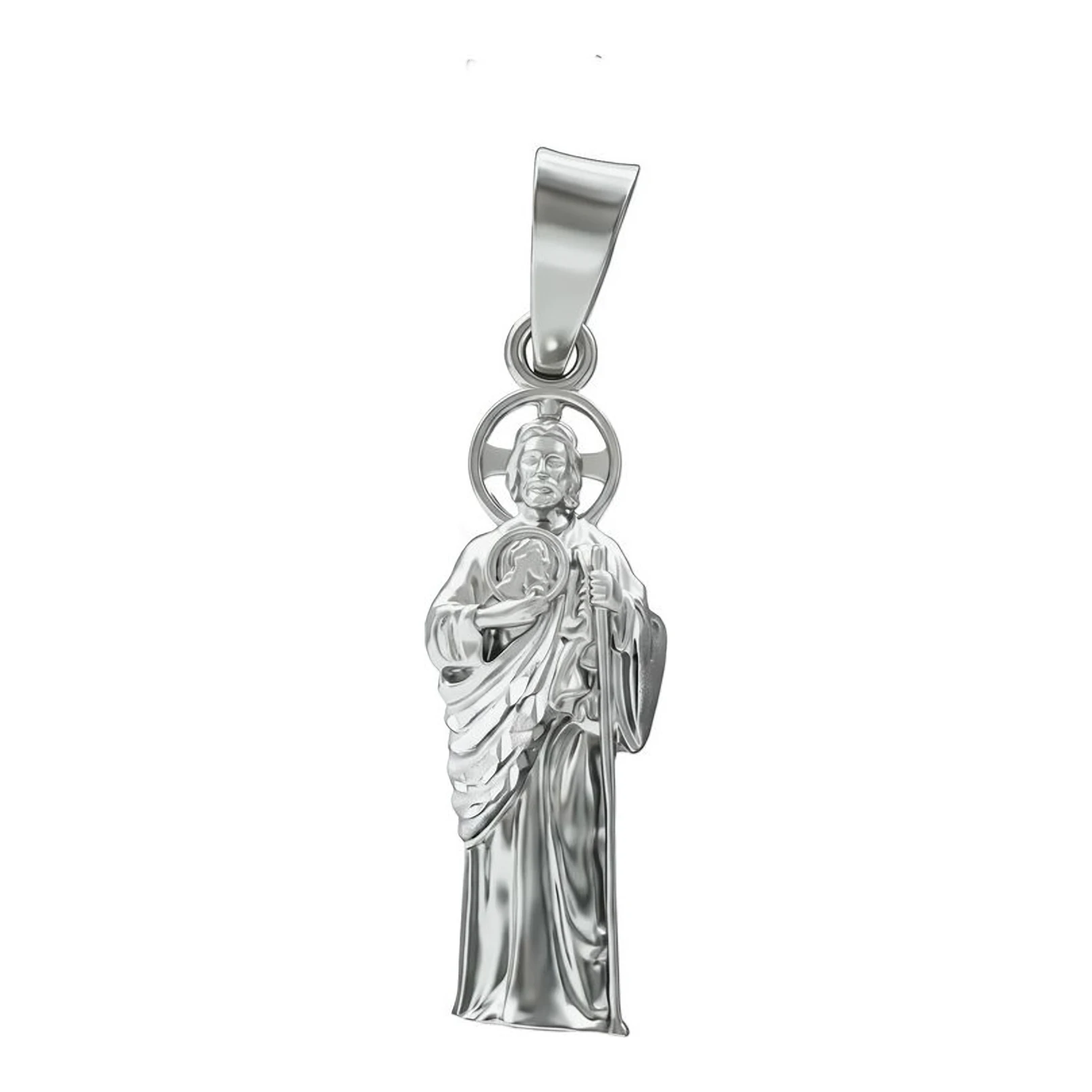 Dije medalla San Judas de plata ley .925 lisa 45 mm acabado pulido - Joyaris joyería fina mexicana