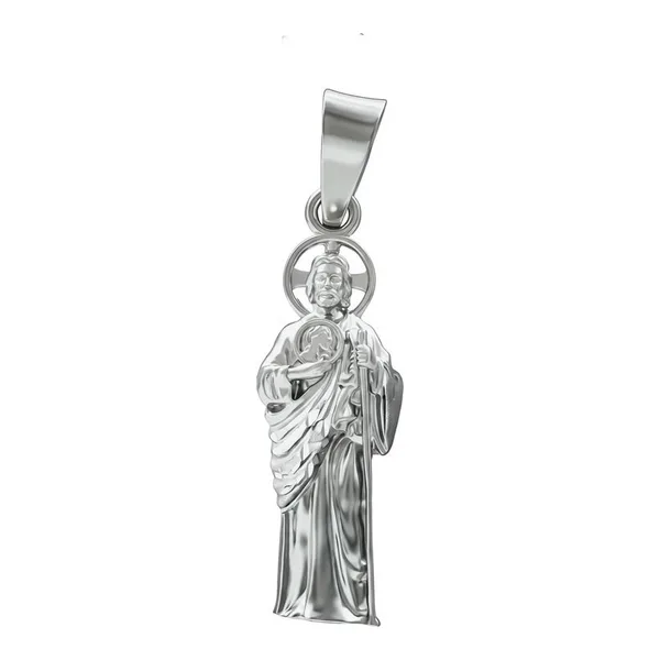 Dije medalla San Judas de plata ley .925 lisa 45 mm acabado pulido - Joyaris joyería fina mexicana