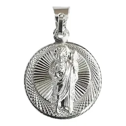 Dije Medalla San Judas Guadalupe Plata 925 Doble Vista Diamantada - Imagen 2
