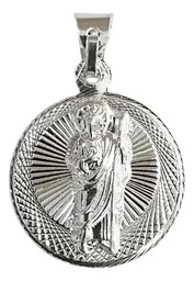 Dije Medalla San Judas Guadalupe Plata 925 Doble Vista Diamantada - Imagen 2