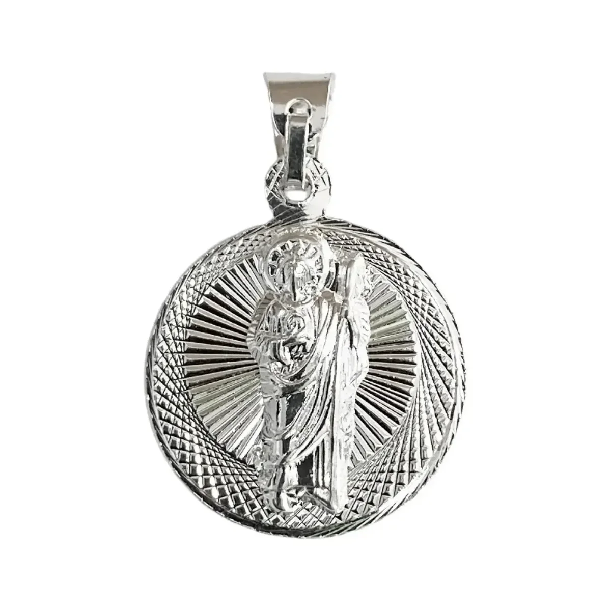 Dije Medalla San Judas Guadalupe Plata 925 Doble Vista Diamantada - Imagen 2