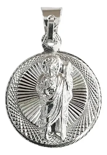 Dije Medalla San Judas Guadalupe Plata 925 Doble Vista Diamantada - Imagen 1