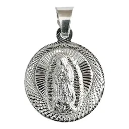 Dije Medalla San Judas Guadalupe Plata 925 Doble Vista Diamantada - Imagen 3
