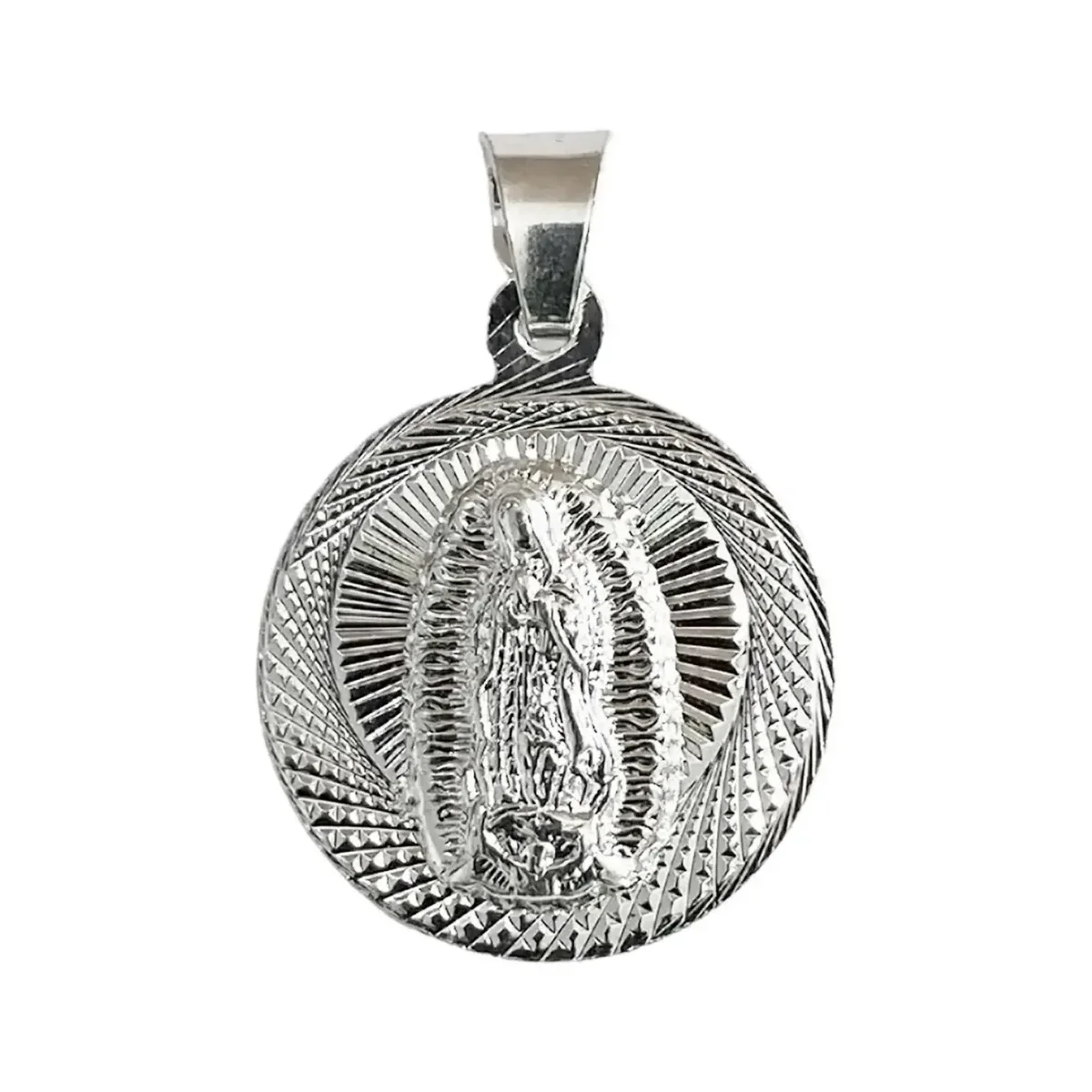 Dije Medalla San Judas Guadalupe Plata 925 Doble Vista Diamantada - Imagen 3