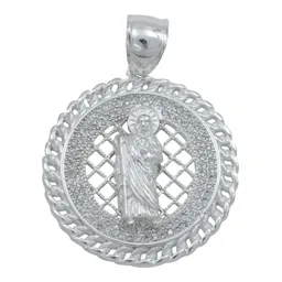 Dije Medalla San Judas Plata .925 con Zirconias para Hombre - Imagen 1
