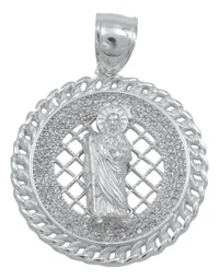 Dije Medalla San Judas Plata .925 con Zirconias para Hombre - Imagen 1