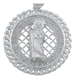Dije Medalla San Judas Plata .925 con Zirconias para Hombre - Imagen 2