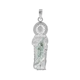 Dije Medalla San Judas Plata 925 con Zirconias Verdes - Imagen 2