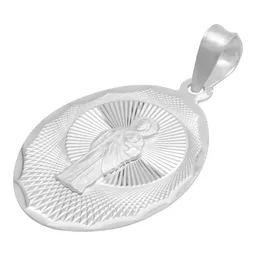 Dije Medalla San Judas Plata 925 Ovalada Diamantada - Imagen 3