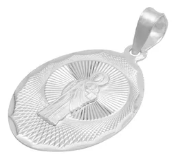 Dije Medalla San Judas Plata 925 Ovalada Diamantada - Imagen 3
