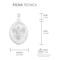 Dije Medalla San Judas Plata 925 Ovalada Diamantada - Imagen 7