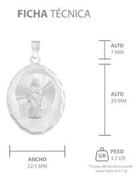 Dije Medalla San Judas Plata 925 Ovalada Diamantada - Imagen 7