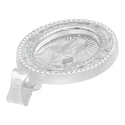 Dije Medalla San Judas Plata 925 Ovalado con Zirconia - Imagen 5