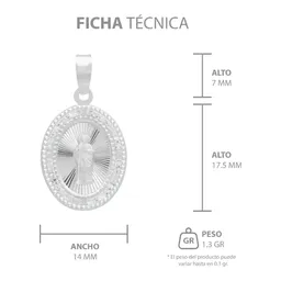 Dije Medalla San Judas Plata 925 Ovalado con Zirconia - Imagen 7