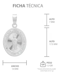Dije Medalla San Judas Plata 925 Ovalado con Zirconia - Imagen 7