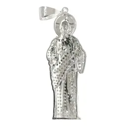 Dije Medalla San Judas Plata 925 Tricolor Zirconia - Imagen 2