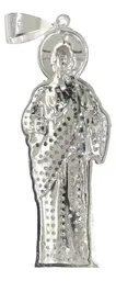 Dije Medalla San Judas Plata 925 Tricolor Zirconia - Imagen 2