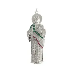 Dije Medalla San Judas Plata 925 Tricolor Zirconia - Imagen 3