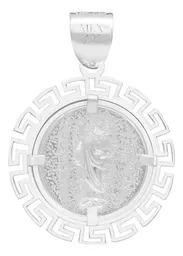 Dije Medalla San Judas Plata 925 Zirconias Grecas - Imagen 2