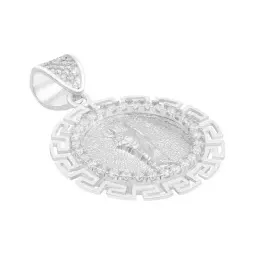 Dije Medalla San Judas Plata 925 Zirconias Grecas - Imagen 3