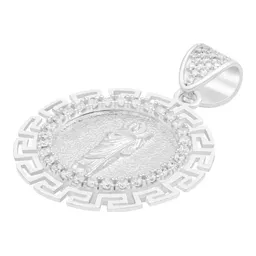 Dije Medalla San Judas Plata 925 Zirconias Grecas - Imagen 4