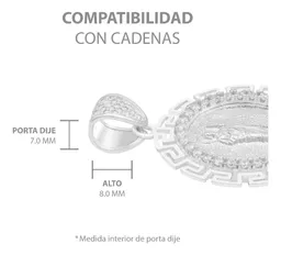 Dije Medalla San Judas Plata 925 Zirconias Grecas - Imagen 5