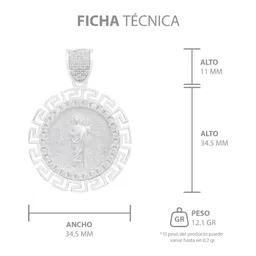 Dije Medalla San Judas Plata 925 Zirconias Grecas - Imagen 6