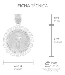 Dije Medalla San Judas Plata 925 Zirconias Grecas - Imagen 6