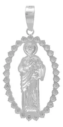 Dije Medalla San Judas Plata 925 Zirconias Transparentes para Hombre - Imagen 2