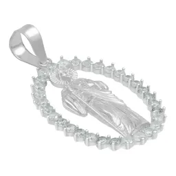 Dije Medalla San Judas Plata 925 Zirconias Transparentes para Hombre - Imagen 3