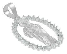 Dije Medalla San Judas Plata 925 Zirconias Transparentes para Hombre - Imagen 3