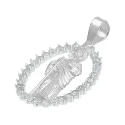 Dije Medalla San Judas Plata 925 Zirconias Transparentes para Hombre - Imagen 4