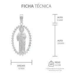Dije Medalla San Judas Plata 925 Zirconias Transparentes para Hombre - Imagen 7