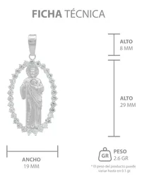 Dije Medalla San Judas Plata 925 Zirconias Transparentes para Hombre - Imagen 7