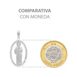 Dije Medalla San Judas Plata 925 Zirconias Transparentes para Hombre - Imagen 8